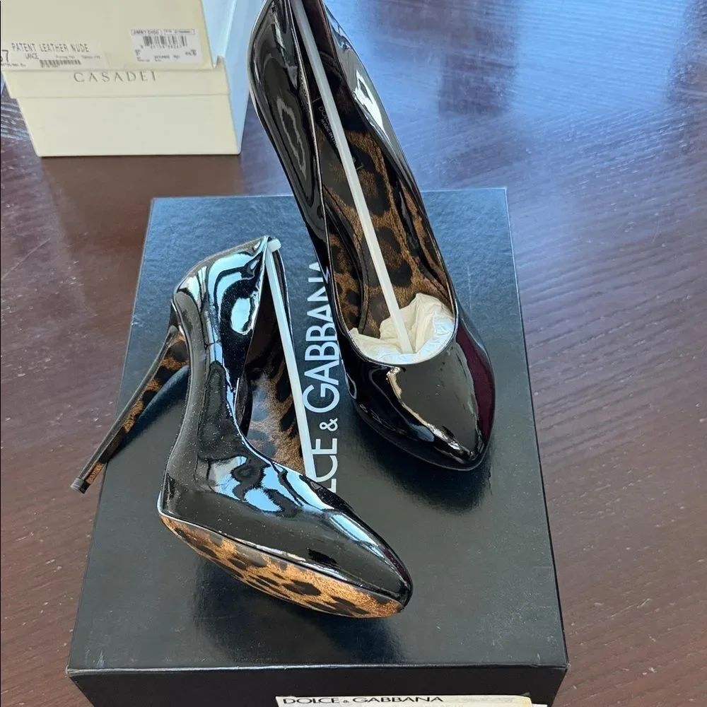 Dolce & Gabbana Black and Animal Print Heels